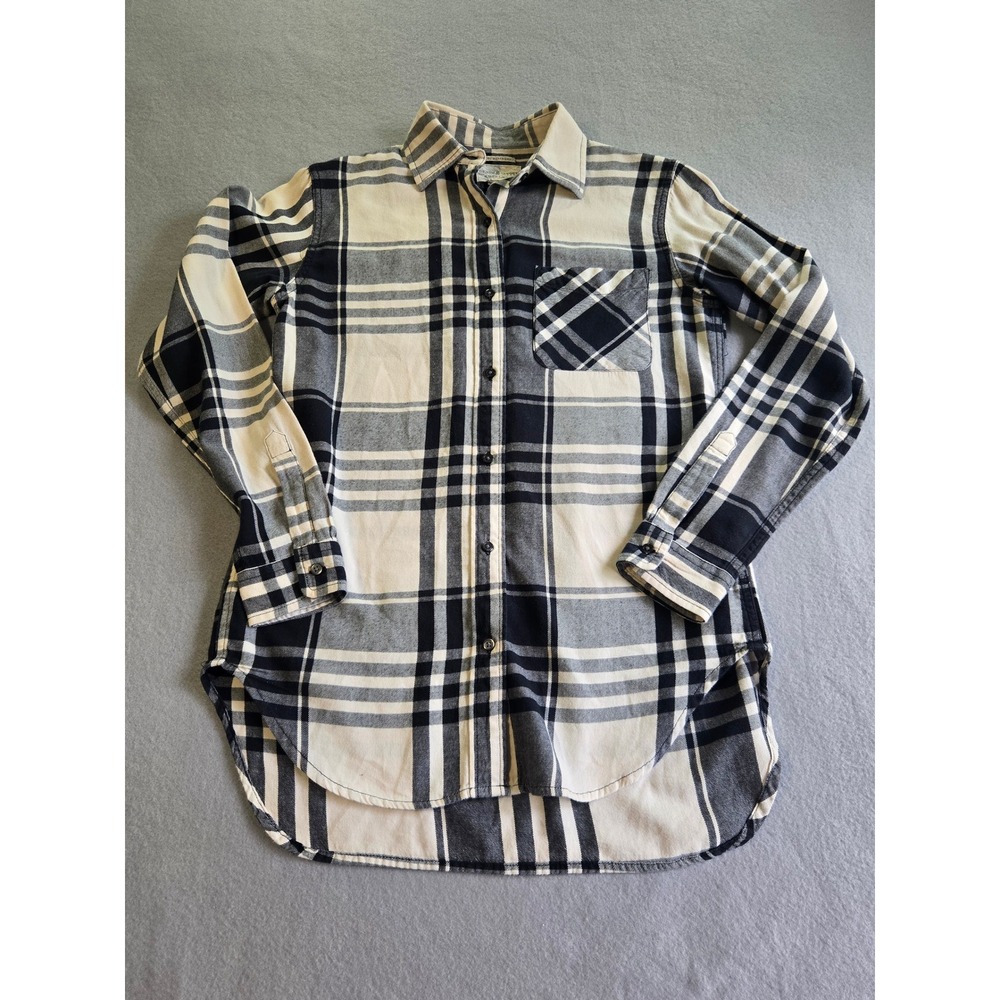 Denim & Supply Ralph Lauren Plaid Shirt Womens Small Black White RL Boyfriend
